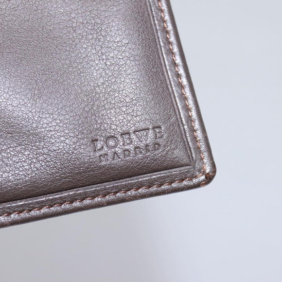 LOEWE Anagram Shoulder wallet Suede Leather Beige Brown gold Auth bs23167