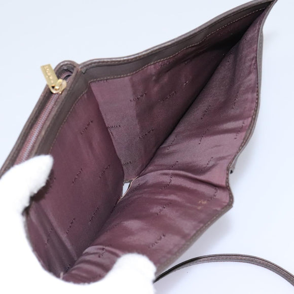 LOEWE Anagram Shoulder wallet Suede Leather Beige Brown gold Auth bs23167