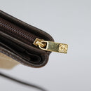 LOEWE Anagram Shoulder wallet Suede Leather Beige Brown gold Auth bs23167-27