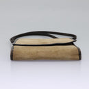 LOEWE Anagram Shoulder wallet Suede Leather Beige Brown gold Auth bs23167-5