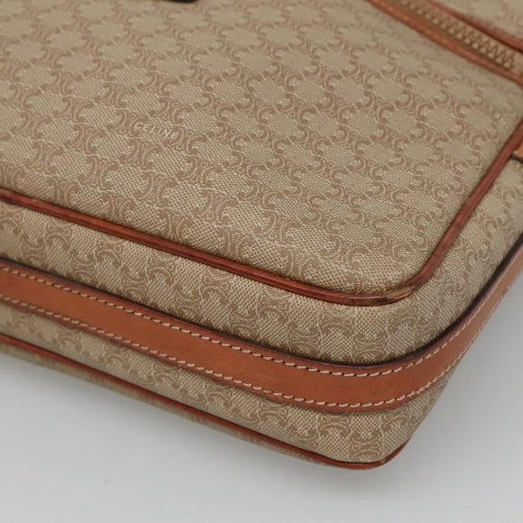 CELINE Macadam Canvas Shoulder Bag PVC Beige Gold Auth bs23175