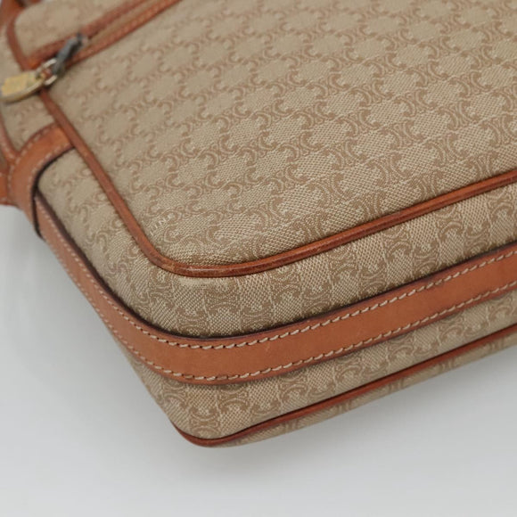 CELINE Macadam Canvas Shoulder Bag PVC Beige Gold Auth bs23175