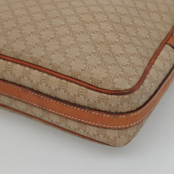 CELINE Macadam Canvas Shoulder Bag PVC Beige Gold Auth bs23175
