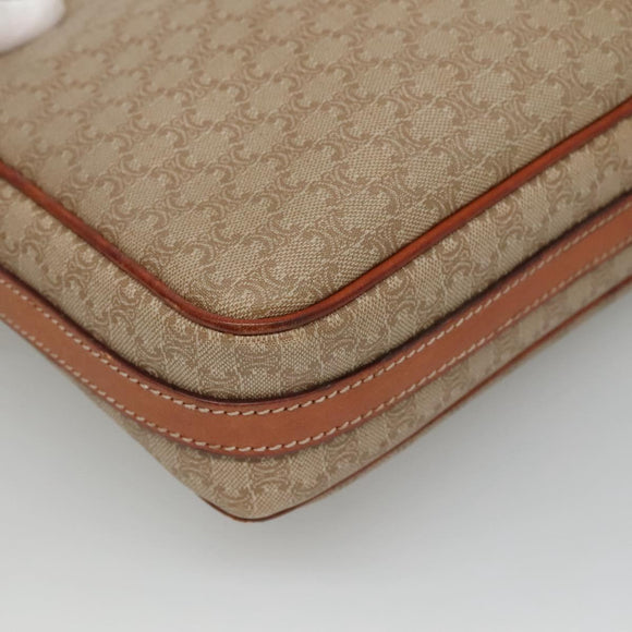 CELINE Macadam Canvas Shoulder Bag PVC Beige Gold Auth bs23175