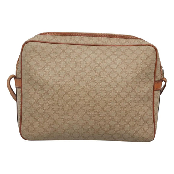 CELINE Macadam Canvas Shoulder Bag PVC Beige Gold Auth bs23175