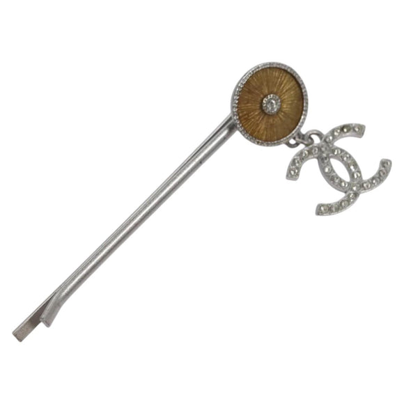 CHANEL Hairpin Pin Metal Silver LV Auth bs23181