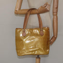 LOUIS VUITTON Monogram Vernis Houston Hand Bag Beige M91004 LV Auth bs23194-23