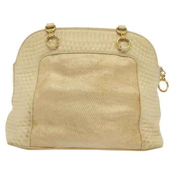 BALLY Shoulder Bag Leather Canvas Beige Auth bs23207 - 0