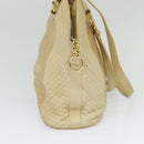 BALLY Shoulder Bag Leather Canvas Beige Auth bs23207-3