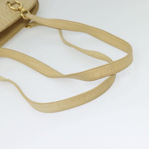 BALLY Shoulder Bag Leather Canvas Beige Auth bs23207