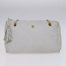 BALLY INTRECCIATO Shoulder Boston Bag Leather 3Set Black White Auth bs23216-10