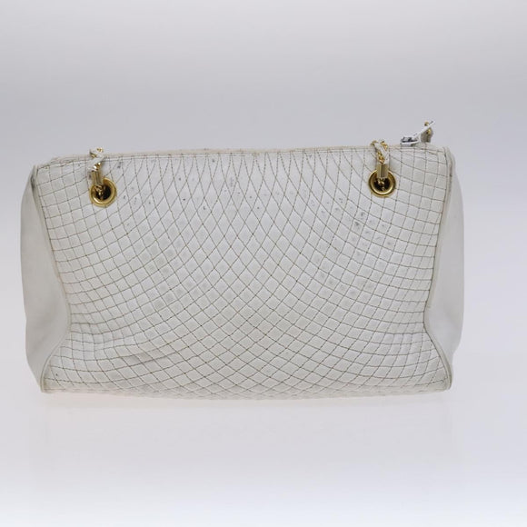 BALLY INTRECCIATO Shoulder Boston Bag Leather 3Set Black White Auth bs23216