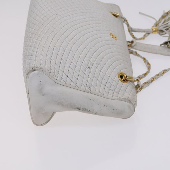 BALLY INTRECCIATO Shoulder Boston Bag Leather 3Set Black White Auth bs23216