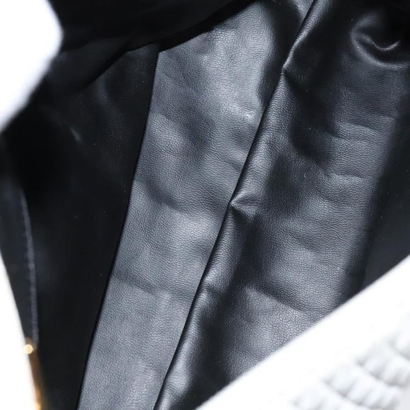 BALLY INTRECCIATO Shoulder Boston Bag Leather 3Set Black White Auth bs23216