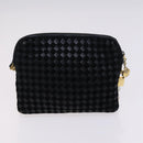 BALLY INTRECCIATO Shoulder Boston Bag Leather 3 Set Black White Auth bs23216-20