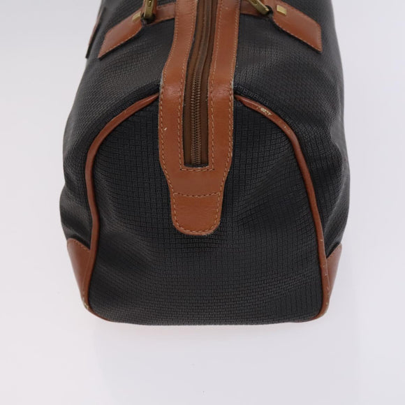 BALLY INTRECCIATO Shoulder Boston Bag Leather 3Set Black White Auth bs23216