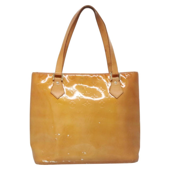 LOUIS VUITTON Monogram Vernis Houston Hand Bag Beige M91004 LV Auth bs23222
