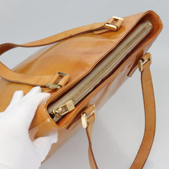 LOUIS VUITTON Monogram Vernis Houston Hand Bag Beige M91004 LV Auth bs23222