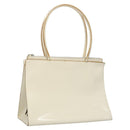 Salvatore Ferragamo Tote Bag Enamel White Silver Auth bs23225-1