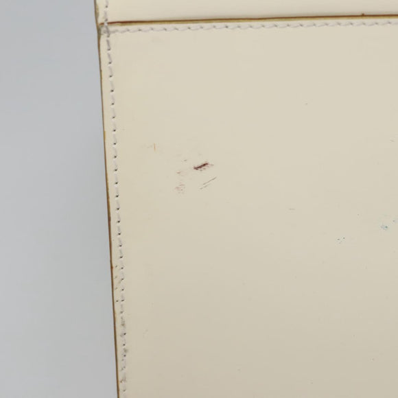 Salvatore Ferragamo Tote Bag Enamel White Silver Auth bs23225