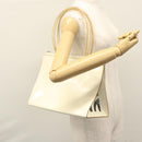 Salvatore Ferragamo Tote Bag Enamel White Silver Auth bs23225-21