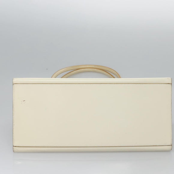 Salvatore Ferragamo Tote Bag Enamel White Silver Auth bs23225