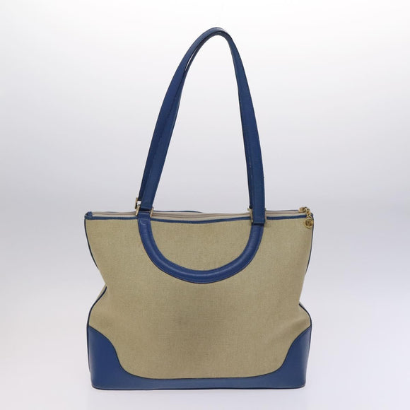 BALLY Shoulder Bag Canvas Leather 2Set Beige Black Auth bs23228