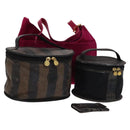 FENDI Pecan Canvas Zucca Canvas Bag Suede 4 Set Pink Brown black Auth bs23233-1
