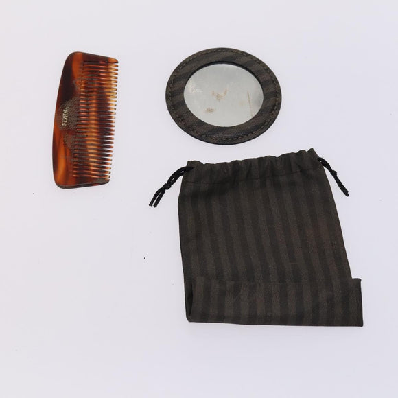 FENDI Pecan Canvas Zucca Canvas Bag Suede 4Set Pink Brown black Auth bs23233