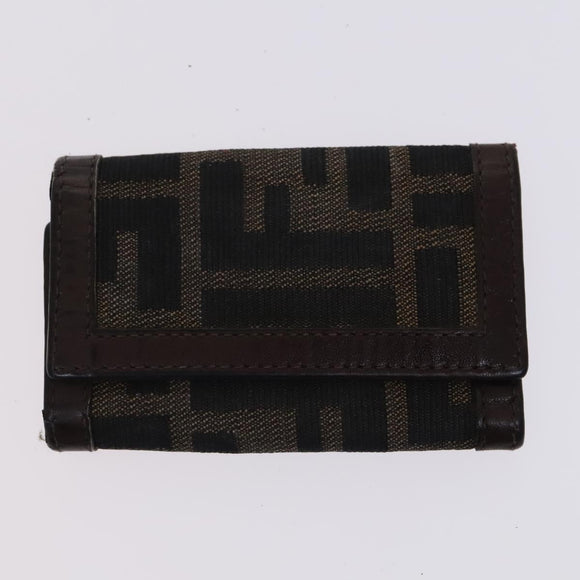 FENDI Pecan Canvas Zucca Canvas Bag Suede 4Set Pink Brown black Auth bs23233