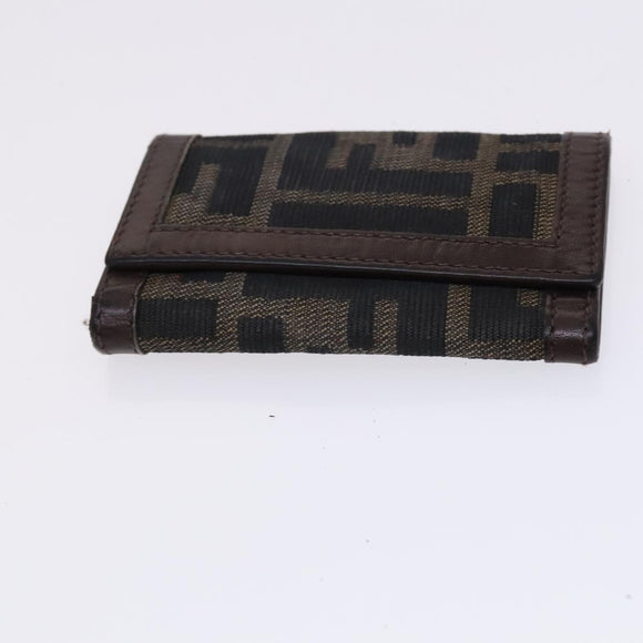 FENDI Pecan Canvas Zucca Canvas Bag Suede 4Set Pink Brown black Auth bs23233