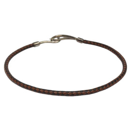 HERMES Bracelet Leather Brown Auth bs23237