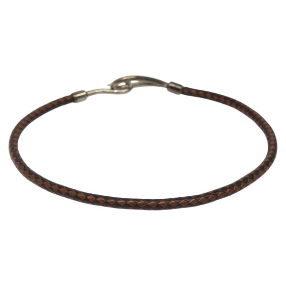 HERMES Bracelet Leather Brown Auth bs23237