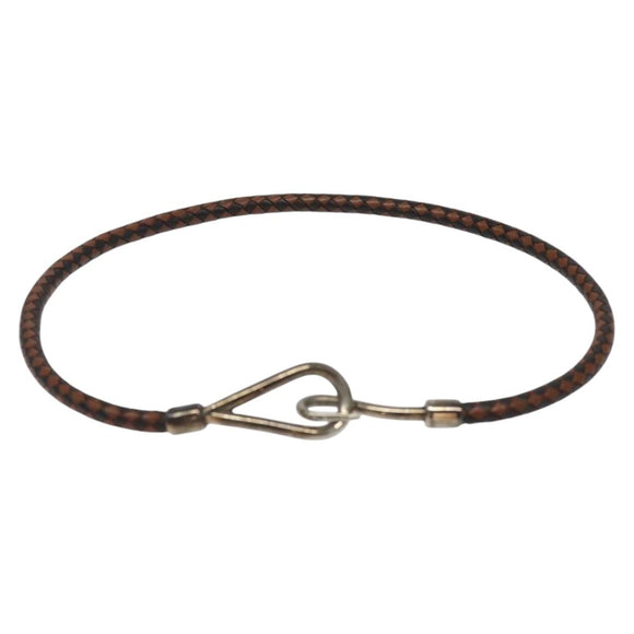 HERMES Bracelet Leather Brown Auth bs23237