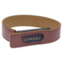 CHANEL Bracelet Leather Purple CC Auth bs23239-1