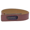 CHANEL Bracelet Leather Purple CC Auth bs23239-2
