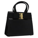 Salvatore Ferragamo Vala Hand Bag Leather Black Gold Auth bs23240-1