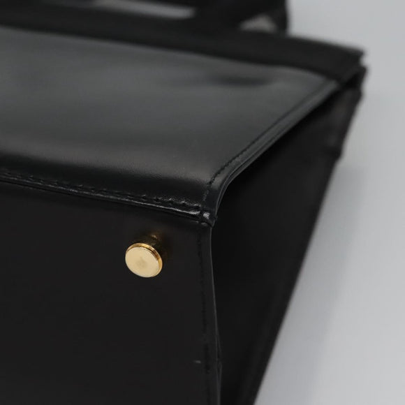 Salvatore Ferragamo Vala Hand Bag Leather Black Gold Auth bs23240