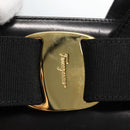 Salvatore Ferragamo Vala Hand Bag Leather Black Gold Auth bs23240-10