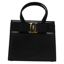 Salvatore Ferragamo Vala Hand Bag Leather Black Gold Auth bs23240-13