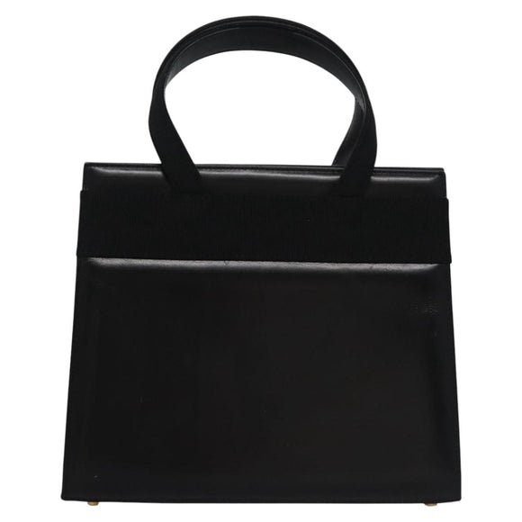 Salvatore Ferragamo Vala Hand Bag Leather Black Gold Auth bs23240