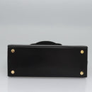 Salvatore Ferragamo Vala Hand Bag Leather Black Gold Auth bs23240-5