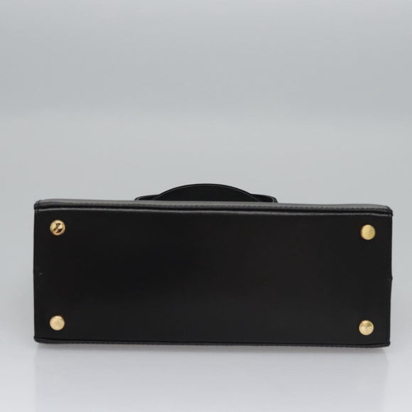 Salvatore Ferragamo Vala Hand Bag Leather Black Gold Auth bs23240