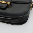 CELINE Horse Carriage Shoulder Bag Leather Black Gold Auth bs23266-9