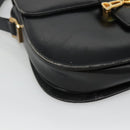 CELINE Horse Carriage Shoulder Bag Leather Black Gold Auth bs23266-14