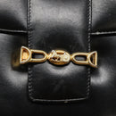 CELINE Horse Carriage Shoulder Bag Leather Black Gold Auth bs23266-10