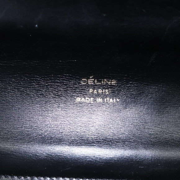 CELINE Horse Carriage Shoulder Bag Leather Black Gold Auth bs23266