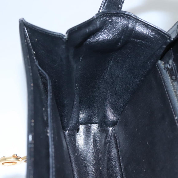 CELINE Horse Carriage Shoulder Bag Leather Black Gold Auth bs23266