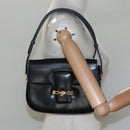 CELINE Horse Carriage Shoulder Bag Leather Black Gold Auth bs23266-21