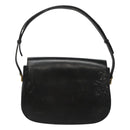 CELINE Horse Carriage Shoulder Bag Leather Black Gold Auth bs23266-2